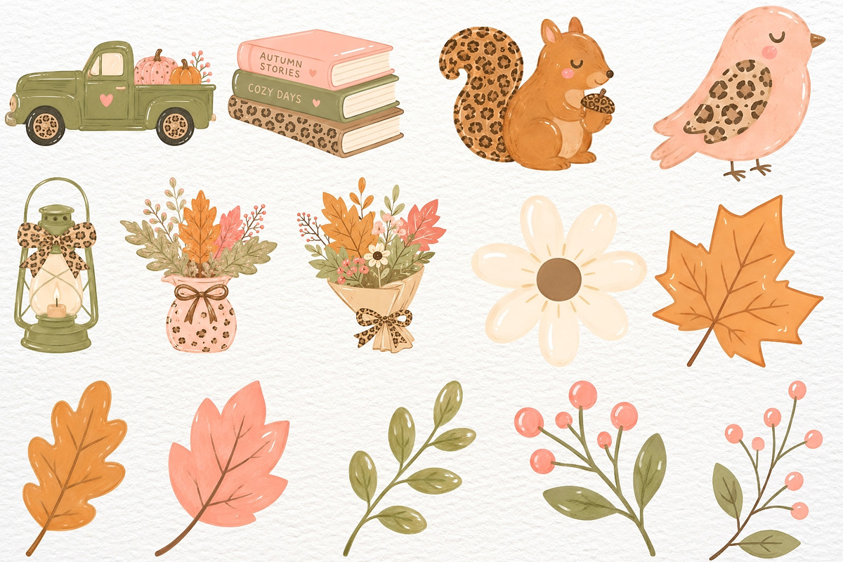 Leopard Autumn Clipart Coffee PNG, a Seasonal Illustration by SugarCloudStudioArt (Photo 4 of 5)