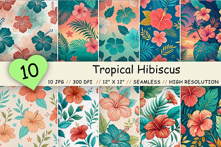 Tropical Hibiscus Bliss Seamless, a Pattern Graphic by FloridPrintables