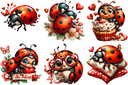 Cute Ladybug Valentine Clipart, an Illustration by DreamArtGraphic (Thumbnail 2 of 5)