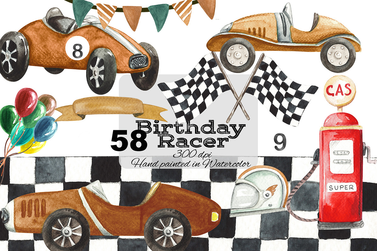Nursery Watercolor hand Painted Cars, a Transportation Illustration by HabitusDesigns (Photo 1 of 7)