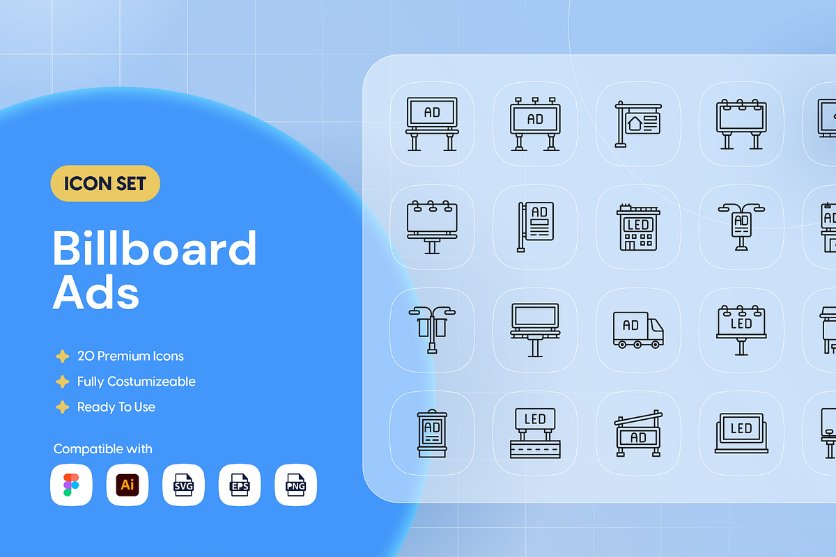 Outline Billboard Ads Icon Set, an Outline Icon by Nathaya Studio (Photo 1 of 2)