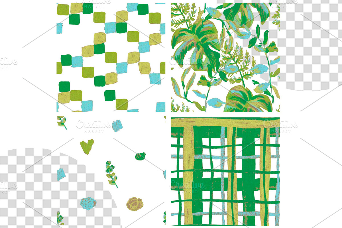 Crayon Botanical Seamless Patterns, a Pattern Graphic by Lucyinyourheart (Photo 3 of 10)