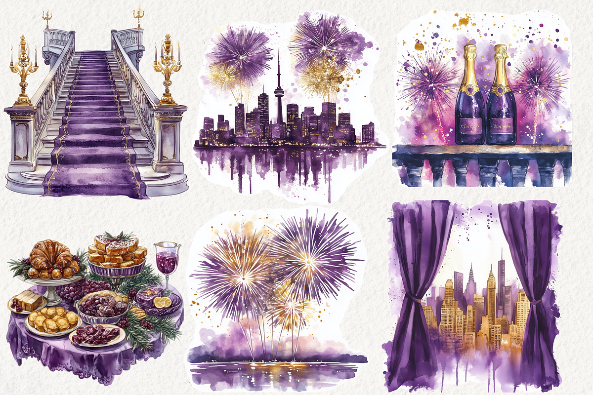 Luxury New Year's Eve Clipart, an Illustration by NadiaTheronArt (Photo 3 of 5)