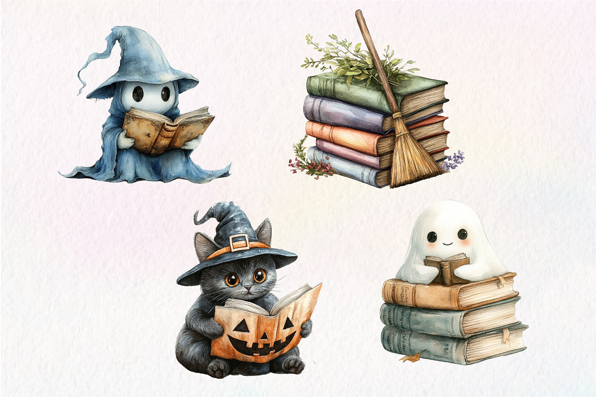 Cute Halloween Reading Clipart, an Illustration by Dream Creation (Photo 7 of 7)