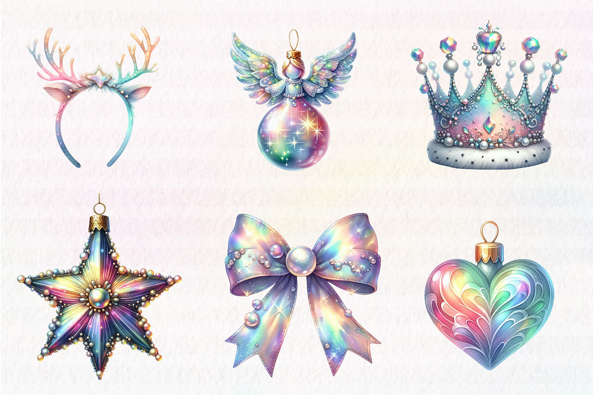 Iridescent Christmas Sublimation Cli, an Illustration by CreationArt (Photo 4 of 6)