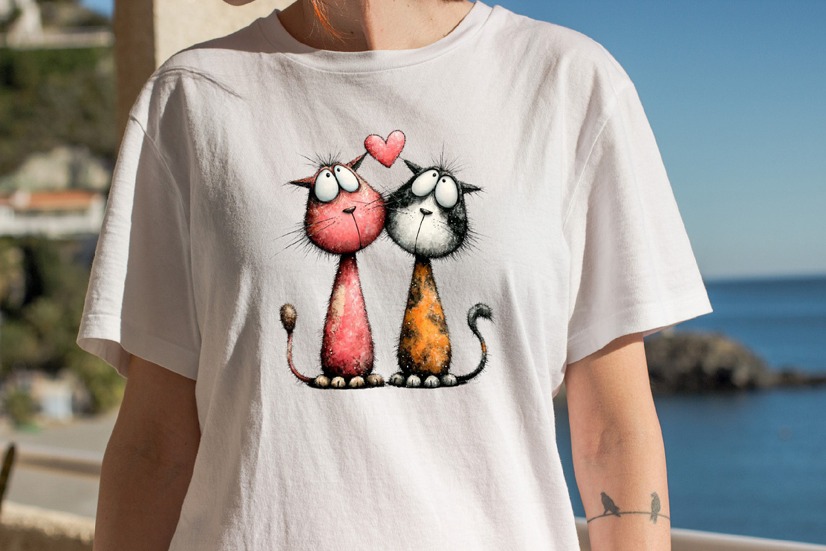 Whimsical Valentine's Cats Clipart B, an Illustration by SVGArt (Photo 8 of 8)