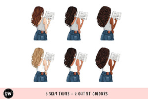 Girls With Books 4 Clipart Png