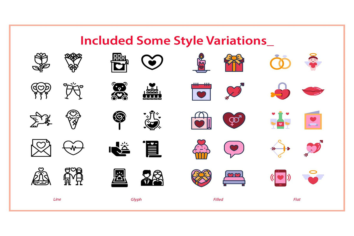 200 Valentine Icons Set, an Emoji Icon by Creative Perspective (Photo 5 of 6)