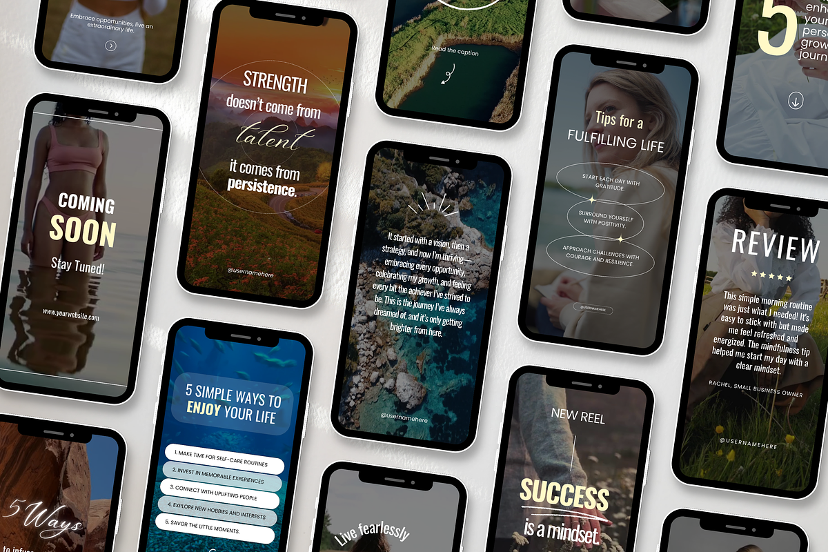 100 Motivational Reels Templates, a Social Media Template by DigiPax (Photo 3 of 10)
