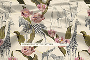 Floral animals seamless vector #1, a Pattern Graphic by PatternsBlooming (Thumbnail 1 of 2)