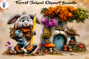 Forest School Clipart Bundle, a Seasonal Illustration by CreationArt