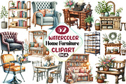 Home Furniture Clipart Watercolor, an Illustration by DreamCafeArt (Thumbnail 1 of 3)
