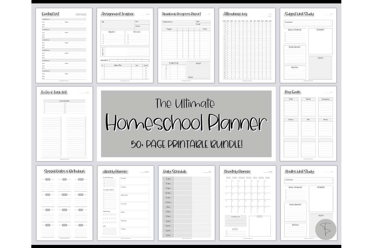 Homeschool Planner Printable - 50 pg, a Templates & Theme by Templatables (Photo 1 of 11)