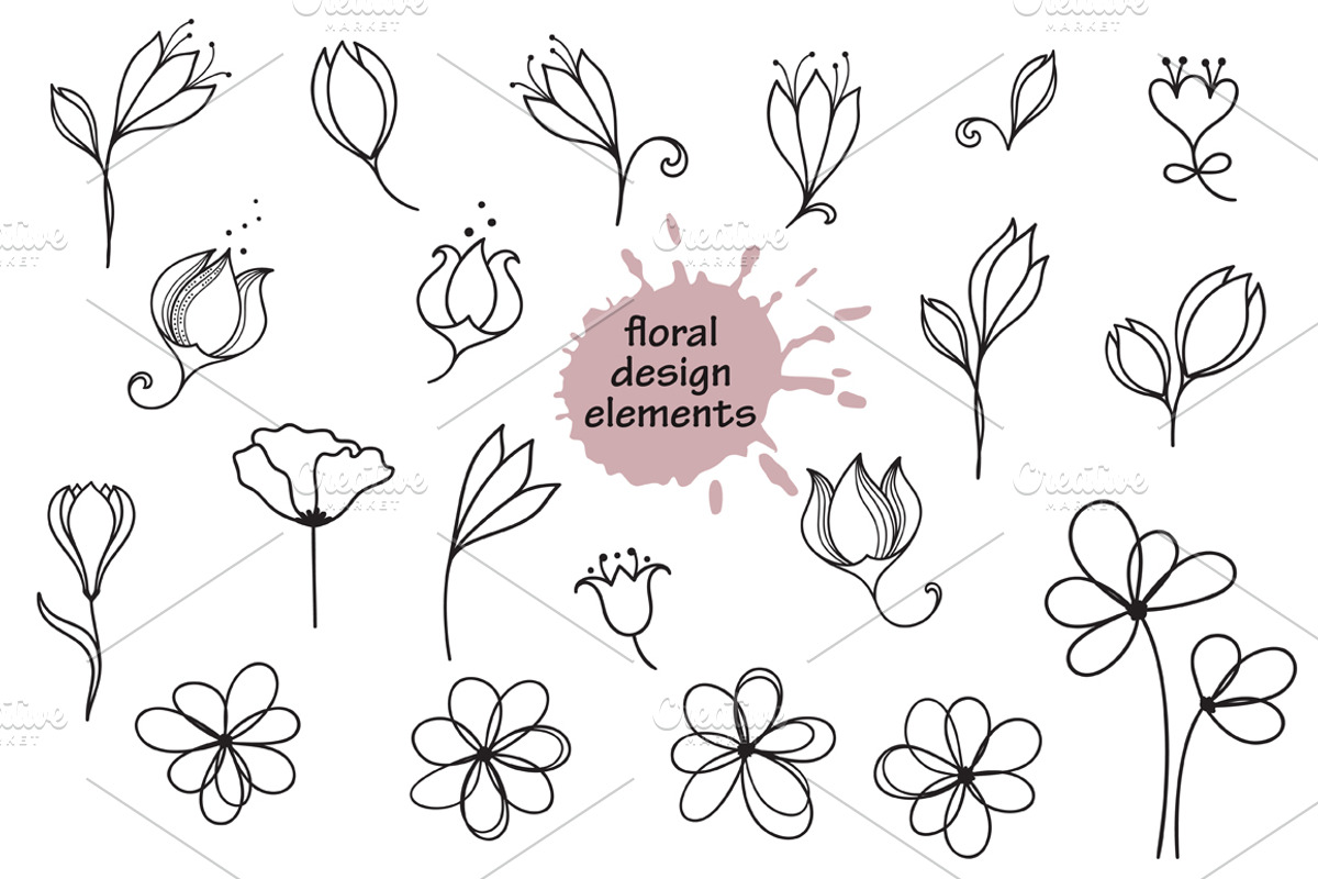 Hand drawn Vector Floral set, a Background Graphic by InkySplash (Photo 2 of 5)