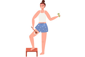 woman applying body scrub with brush, an Object Illustration by vectorpointstudio