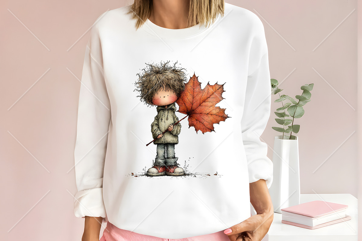 Whimsical Fall Little Boy Clipart, a Seasonal Illustration by Canvas Craft (Photo 6 of 10)