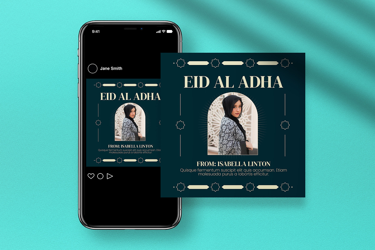 Green Eid Al Adha Greeting Card, a Card Template by graphicook (Photo 4 of 4)