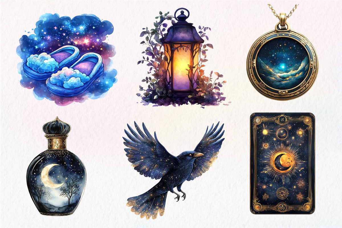 Watercolor Midnight Reverie Clipart, an Illustration by Dream Creation (Photo 5 of 7)