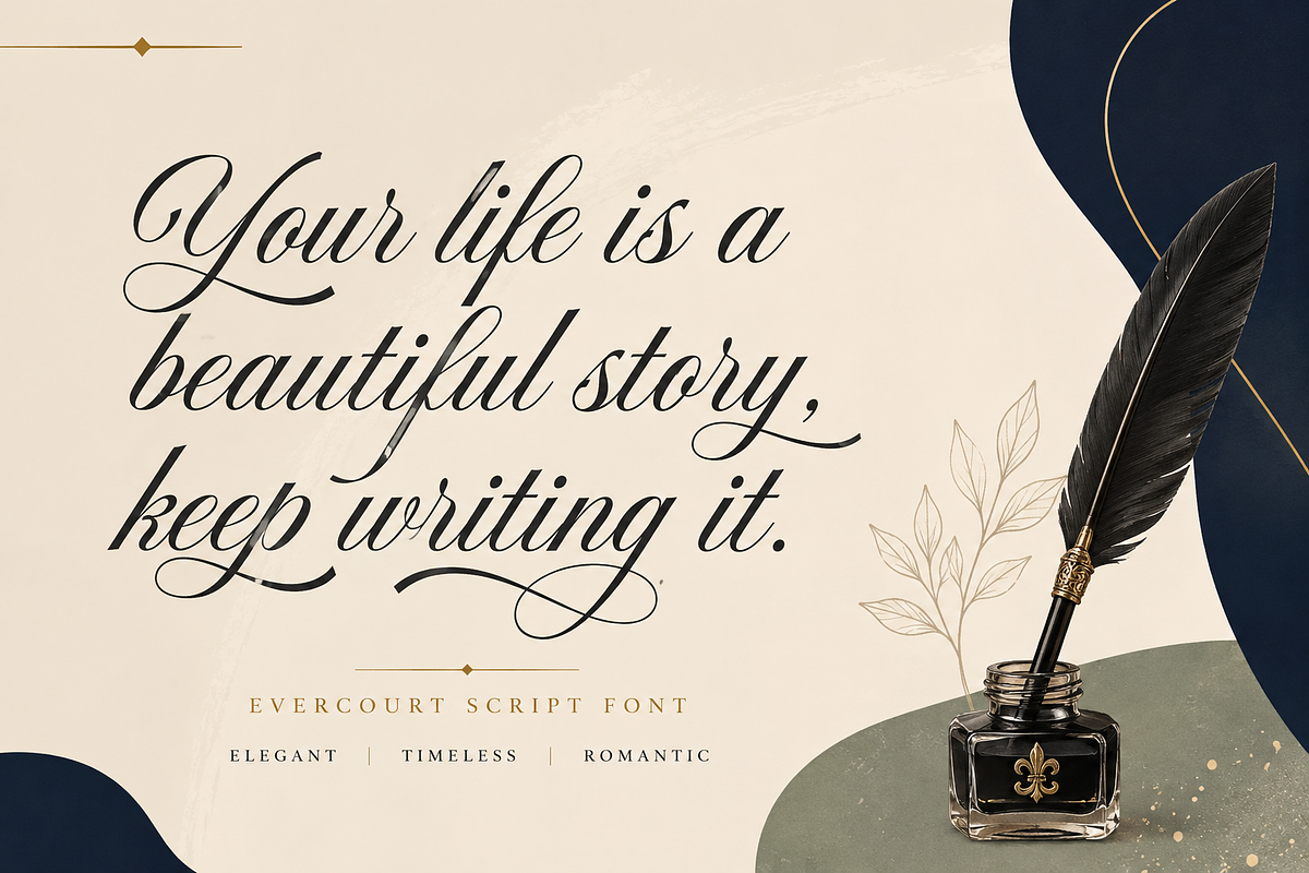 Evercourt - Romantic Script Font, a Script Font by PaperMoon (Photo 2 of 9)