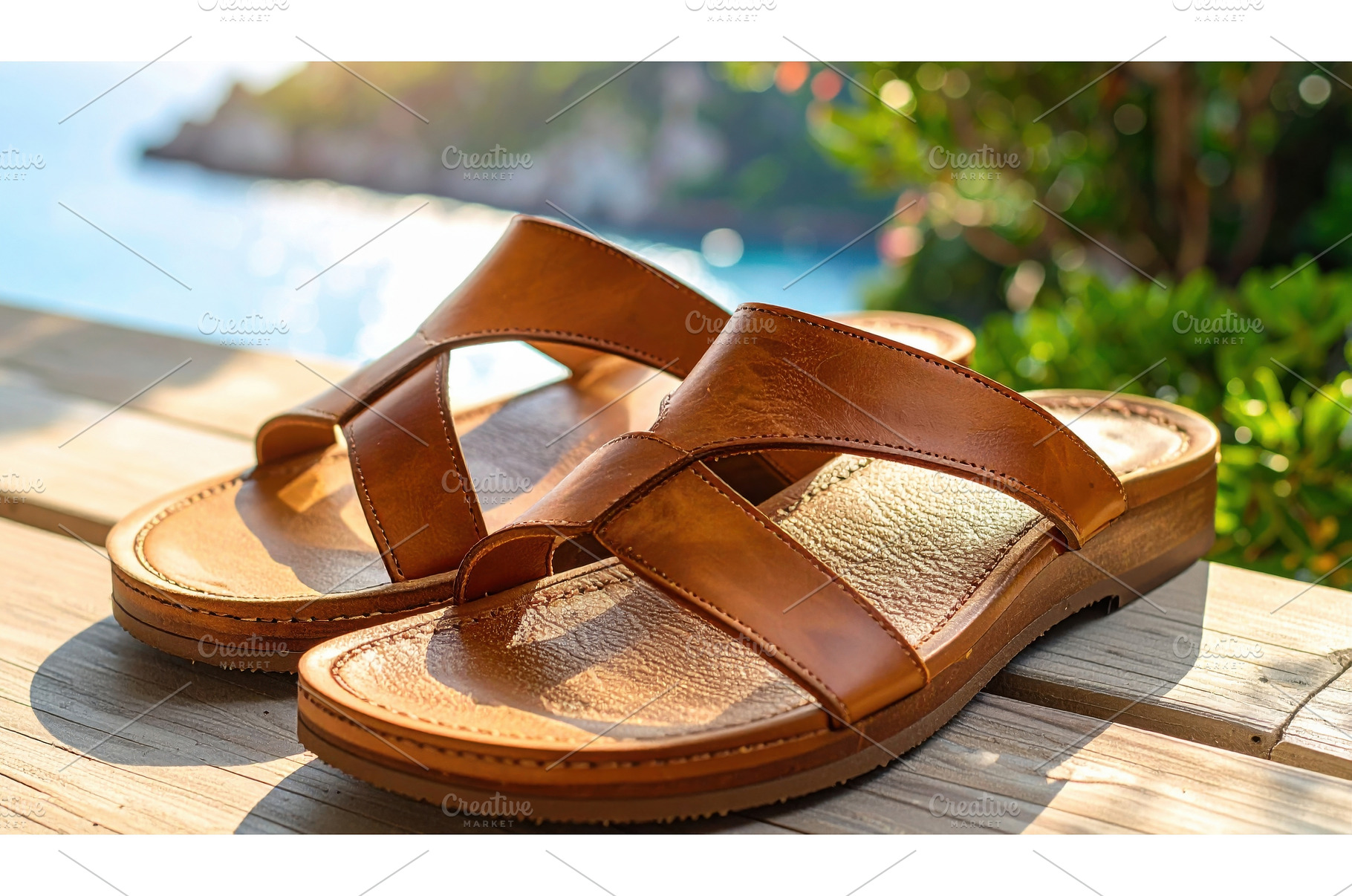 Close-up of brown leather sandals, a Holiday Photo by Igor Tichonow