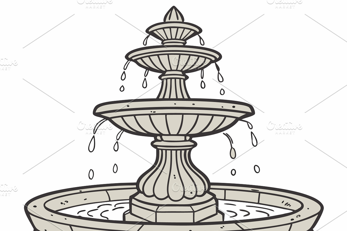 Elegant tiered stone fountain, an Object Illustration by SouravDesign (Photo 3 of 3)