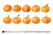 Hand-Painted Watercolor Pumpkins, an Object Graphic by crafty (Thumbnail 5 of 8)