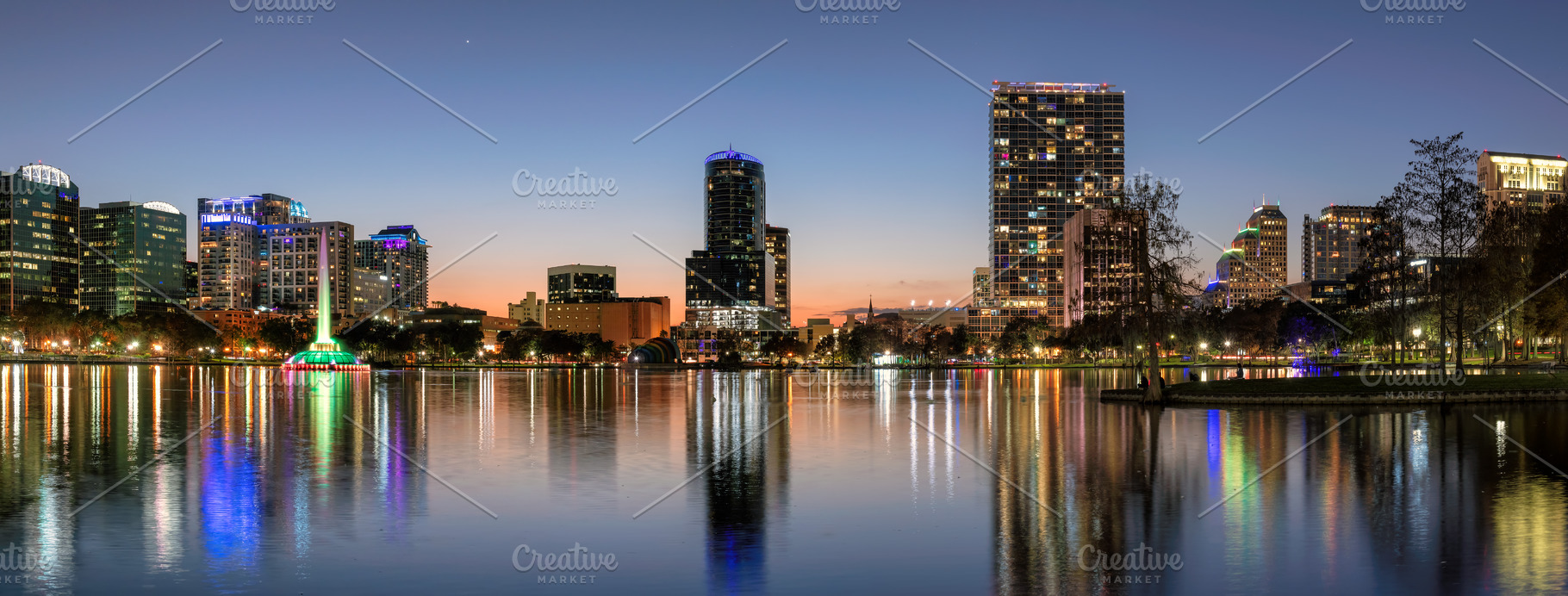 Orlando city skyline at night, an Architecture Photo by Lucky Photographer