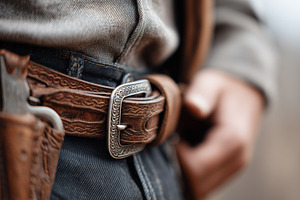 Close up of a cowboy wearing jeans, a Person Photo by MistyDay