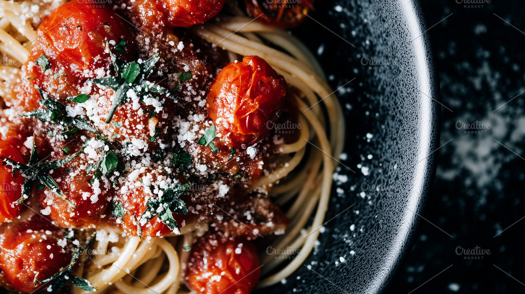 Spaghetti with roasted cherry tomato, a Food & Drink Photo by MistyDay