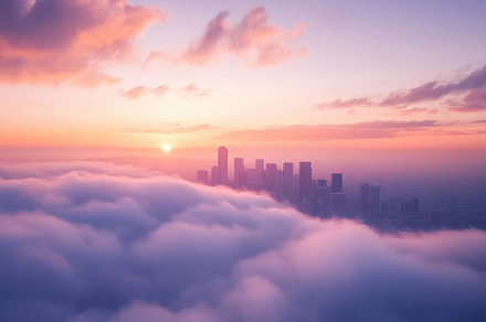 City skyline emerging from clouds du, a Photo by Iftikhar Alam