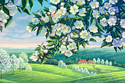 Spring landscape (SET illustration), a Food Illustration by Countryside life (Thumbnail 1 of 10)