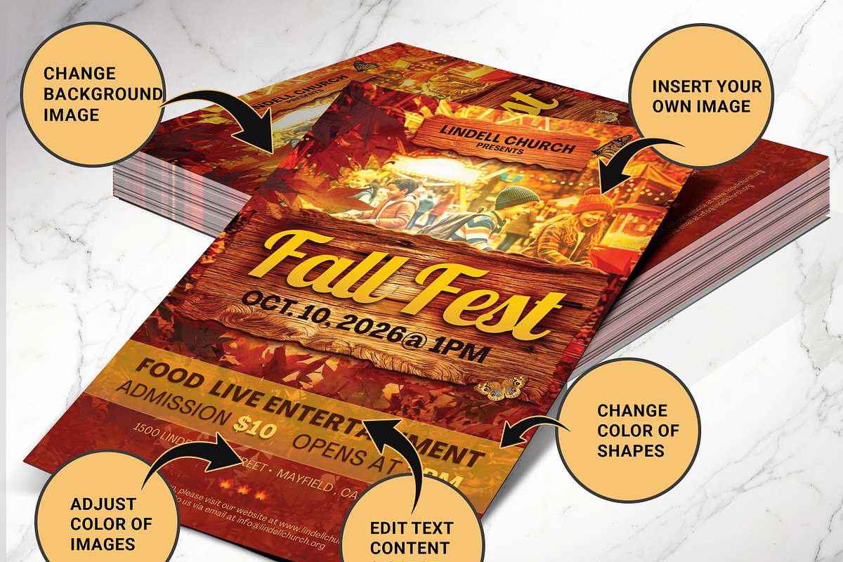 Fall Festival Canva Flyer Template, a Flyer Template by Godserv Designs (Photo 3 of 15)
