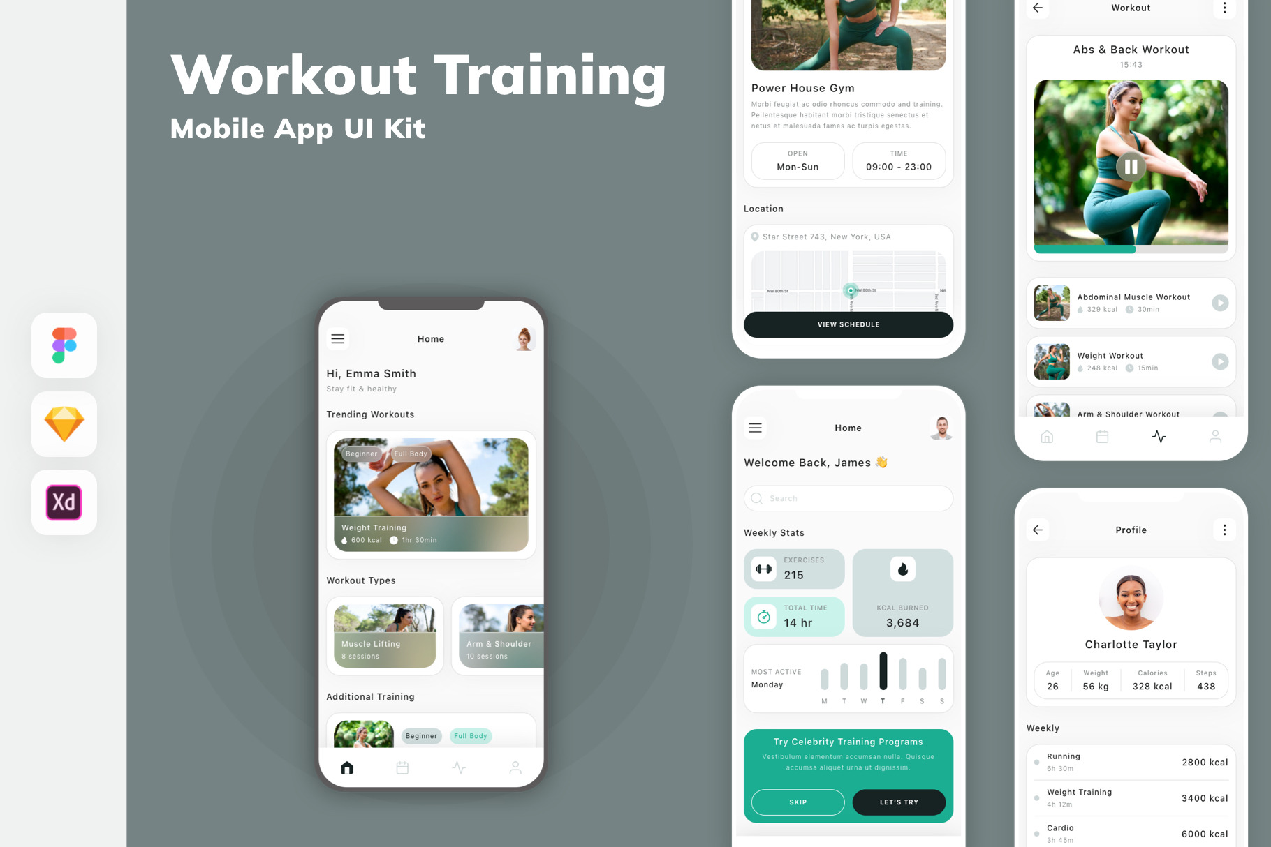 Workout Training Mobile App UI Kit, an UI Kit Template by uicube