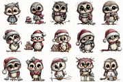 Whimsical Christmas Owl Clipart, an Illustration by OK Design (Thumbnail 3 of 6)