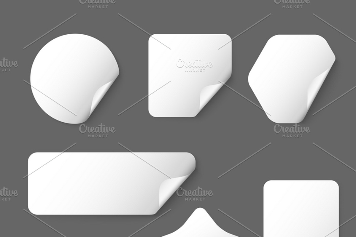 White vector paper stickers, an Illustration by Microvector