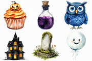 Watercolor Halloween Clipart Bundle, an Illustration by Craft Nest (Thumbnail 3 of 6)