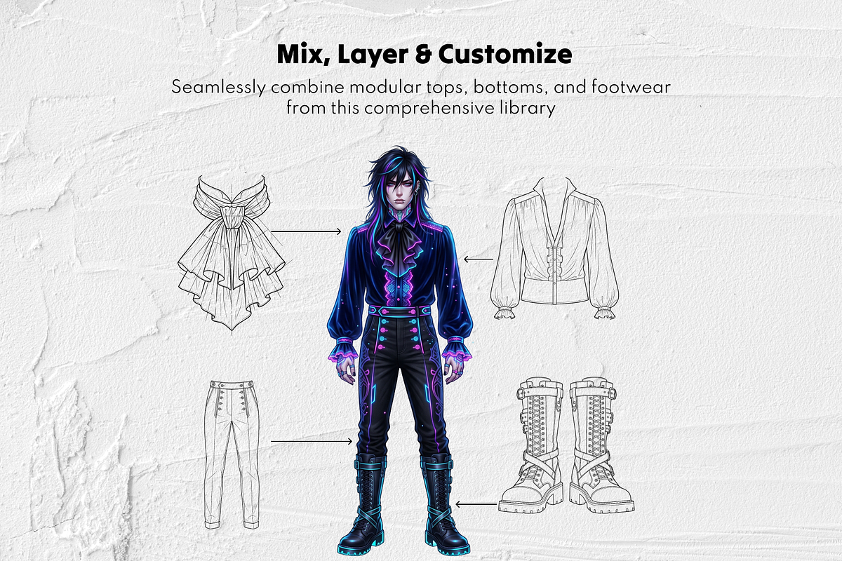 Gothic Male Clothes Stamp Brushes, a Brush Add-On by Selentaori Studio (Photo 9 of 12)