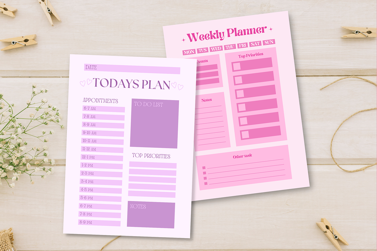 15 Aesthetic Planner Templates, a Templates & Theme by TemplateCastleStore (Photo 7 of 9)