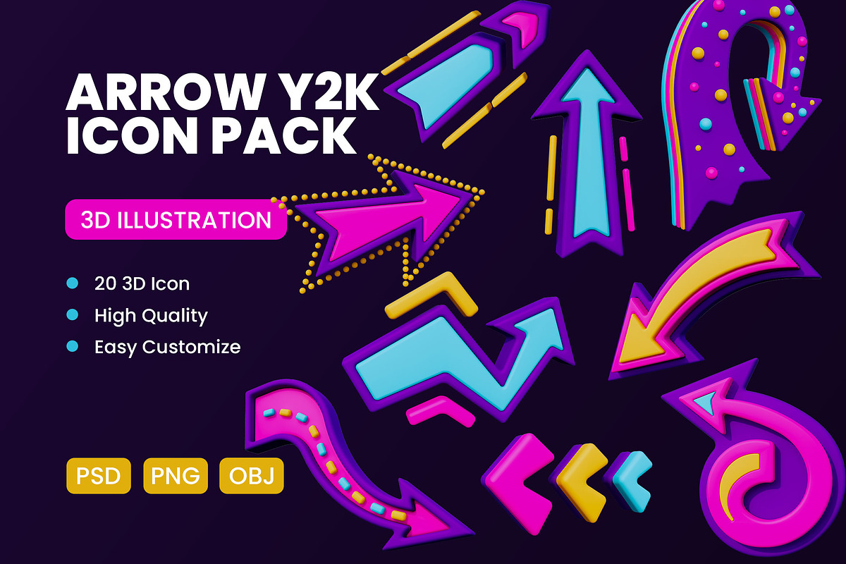 Y2K Arrow 3D Icon Pack, an Object 3D Model by deviapuspitasari2 (Photo 1 of 2)