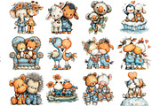 Cute Animal Couple Clipart, an Illustration by DreamArtGraphic (Thumbnail 2 of 4)