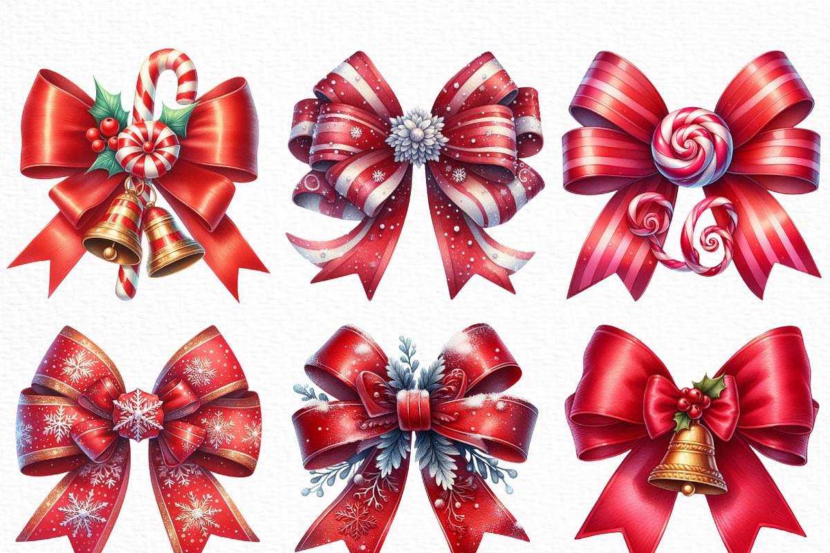 Red Christmas Bow Clipart, an Illustration by Craft Nest (Photo 5 of 6)