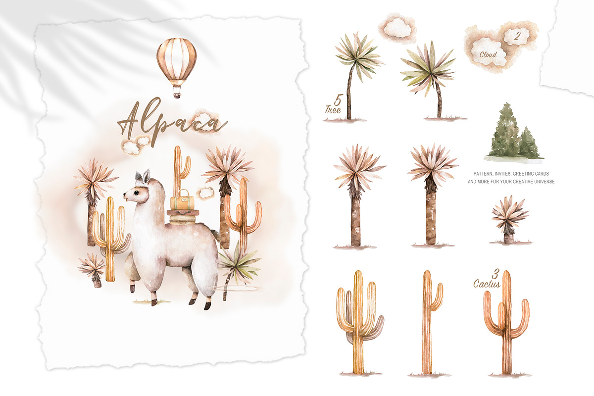 Alpaca Cute WildLife Watercolor Set, an Animal Illustration by Ann Art Houze (Photo 3 of 12)