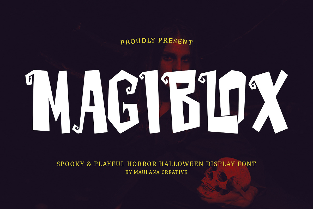 Magiblox Spooky Playful Horror Font, a Sans Serif Font by Maulana Creative (Photo 1 of 7)