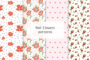 Red flowers patterns