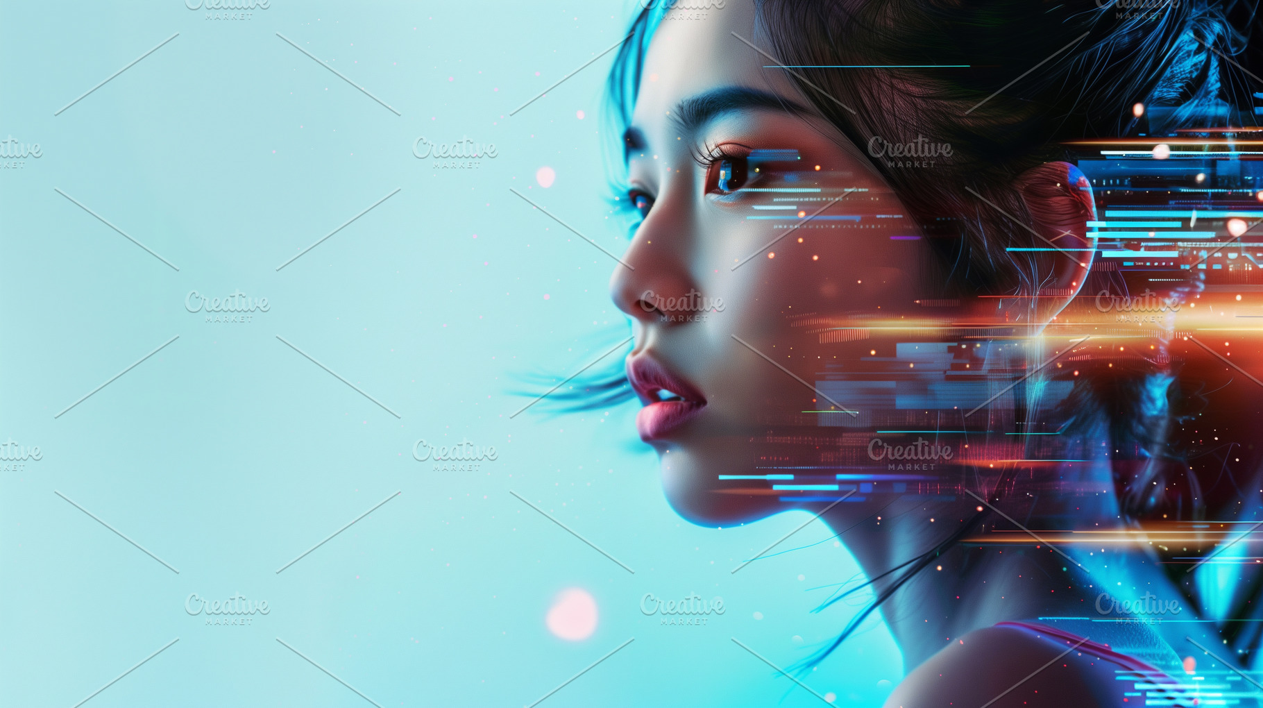 Futuristic portrait of a young asian, a Person Photo by MistyDay