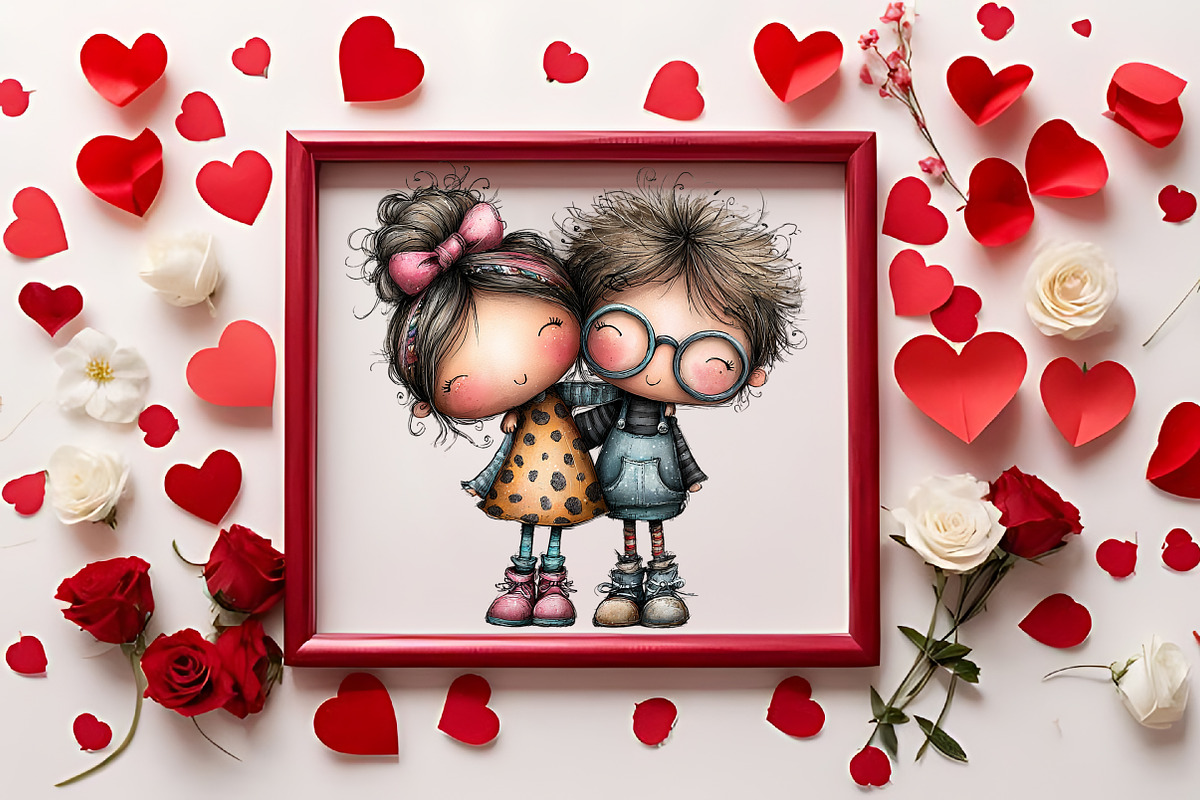 Cute Whimsical Couple Clipart Set, a Person Illustration by RobertsArt (Photo 2 of 7)