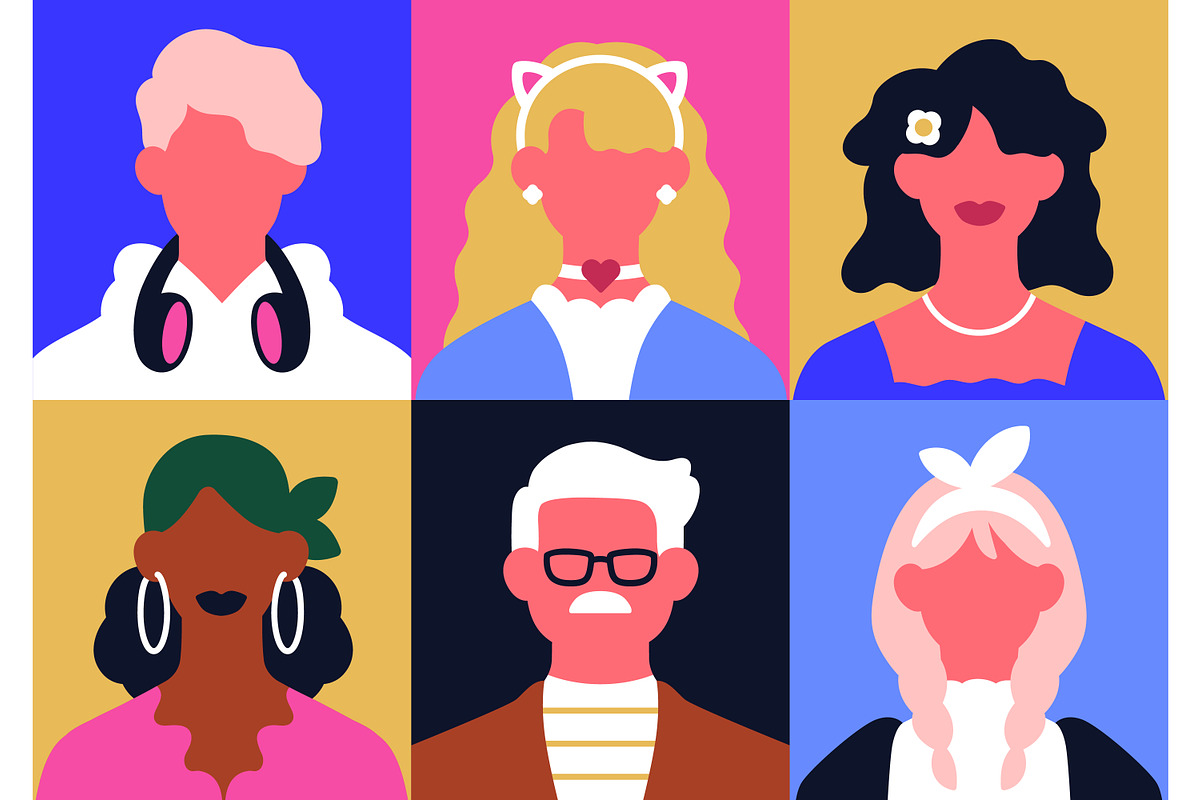Abstract people face avatars set, a Person Illustration by Good Studio (Photo 4 of 13)