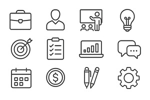 Icons representing business concepts, a Person Illustration by ZinetroN