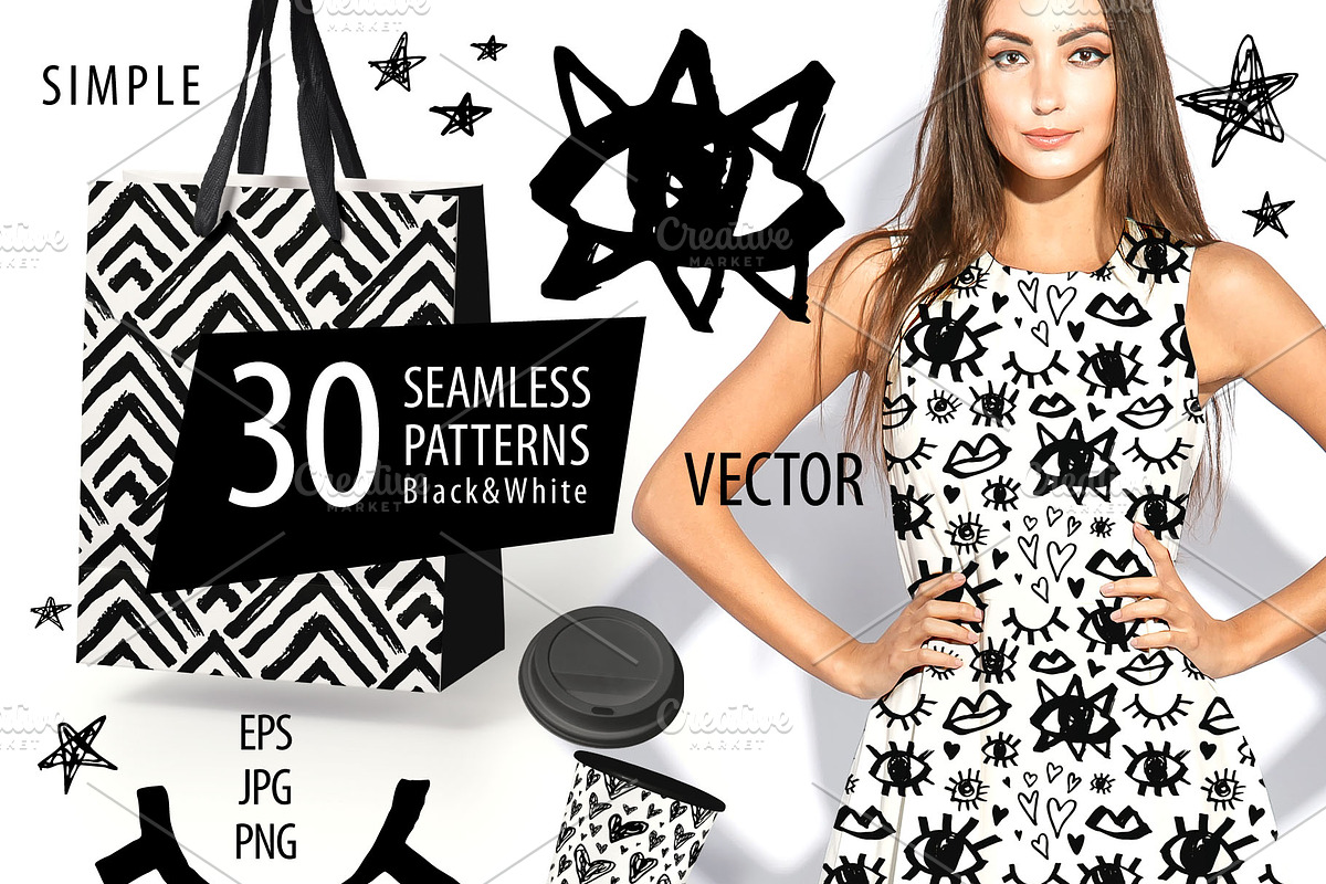 Black&White Patterns Collection, a Pattern Graphic by Iraida_Bearlala (Photo 1 of 3)