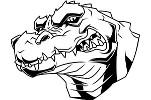 Black And White Crocodile Head, an Illustration by HitToon